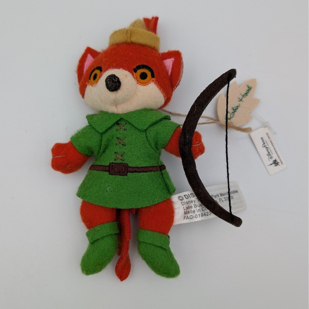 Disney Parks Robin Hood Storybook Plush Felt Ornament Fox Bow Arrow 6 inch